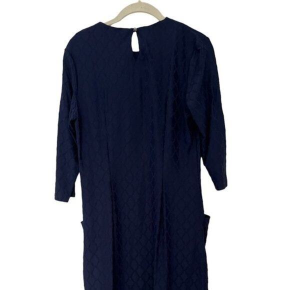 J. McLaughlin Catalyst Dress Blue Palm Spring Jacquard Women's Size Medium Crew - Picture 5 of 12